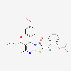 ethyl (2E)-2-[2-(difluoromethoxy)benzylidene]-5-(4-methoxyphenyl)-7-methyl-3-oxo-2,3-dihydro-5H-[1,3]thiazolo[3,2-a]pyrimidine-6-carboxylate