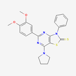 molecular formula C23H22N4O2S2 B11497415 5-(3,4-dimethoxyphenyl)-3-phenyl-7-(pyrrolidin-1-yl)[1,3]thiazolo[4,5-d]pyrimidine-2(3H)-thione 