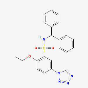 molecular formula C22H21N5O3S B11497433 N-(diphenylmethyl)-2-ethoxy-5-(1H-tetrazol-1-yl)benzenesulfonamide 