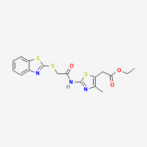 molecular formula C17H17N3O3S3 B11497456 Ethyl (2-{[(1,3-benzothiazol-2-ylsulfanyl)acetyl]amino}-4-methyl-1,3-thiazol-5-yl)acetate 