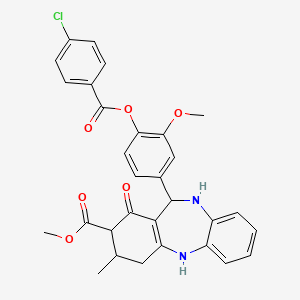 methyl 11-(4-{[(4-chlorophenyl)carbonyl]oxy}-3-methoxyphenyl)-3-methyl-1-oxo-2,3,4,5,10,11-hexahydro-1H-dibenzo[b,e][1,4]diazepine-2-carboxylate