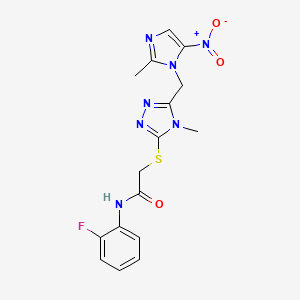 N-(2-fluorophenyl)-2-({4-methyl-5-[(2-methyl-5-nitro-1H-imidazol-1-yl)methyl]-4H-1,2,4-triazol-3-yl}sulfanyl)acetamide