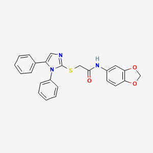 molecular formula C24H19N3O3S B11497498 N-(1,3-benzodioxol-5-yl)-2-[(1,5-diphenyl-1H-imidazol-2-yl)sulfanyl]acetamide 