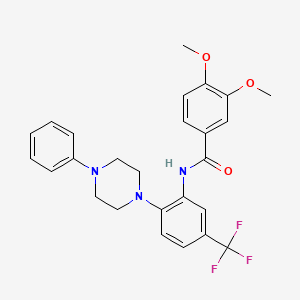 molecular formula C26H26F3N3O3 B11497512 3,4-dimethoxy-N-[2-(4-phenylpiperazin-1-yl)-5-(trifluoromethyl)phenyl]benzamide 