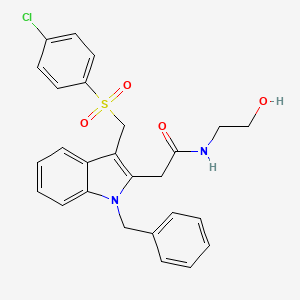 2-(1-benzyl-3-{[(4-chlorophenyl)sulfonyl]methyl}-1H-indol-2-yl)-N-(2-hydroxyethyl)acetamide