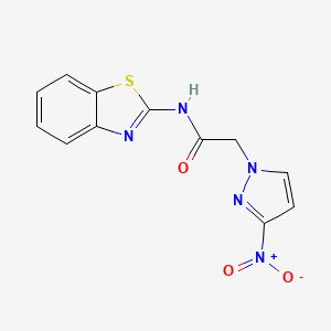 molecular formula C12H9N5O3S B11497575 N-(1,3-benzothiazol-2-yl)-2-(3-nitro-1H-pyrazol-1-yl)acetamide 