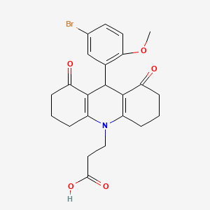 molecular formula C23H24BrNO5 B11497630 3-[9-(5-bromo-2-methoxyphenyl)-1,8-dioxo-2,3,4,5,6,7,8,9-octahydroacridin-10(1H)-yl]propanoic acid 