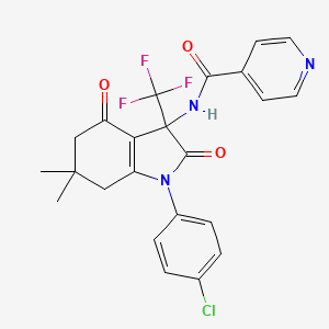 N-[1-(4-chlorophenyl)-6,6-dimethyl-2,4-dioxo-3-(trifluoromethyl)-2,3,4,5,6,7-hexahydro-1H-indol-3-yl]pyridine-4-carboxamide