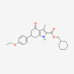 molecular formula C25H31NO4 B11497672 cyclohexylmethyl 6-(4-ethoxyphenyl)-3-methyl-4-oxo-4,5,6,7-tetrahydro-1H-indole-2-carboxylate 