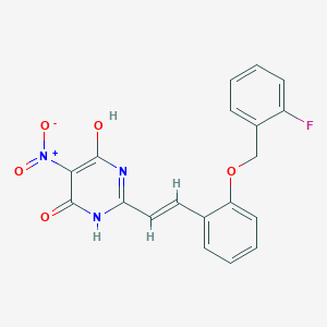 2-[(E)-2-{2-[(2-fluorobenzyl)oxy]phenyl}ethenyl]-6-hydroxy-5-nitropyrimidin-4(3H)-one