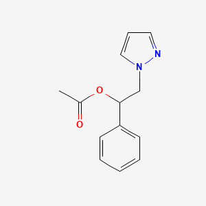 molecular formula C13H14N2O2 B11497701 1-phenyl-2-(1H-pyrazol-1-yl)ethyl acetate 