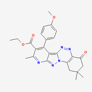 ethyl 12-(4-methoxyphenyl)-4,4,14-trimethyl-6-oxo-1,8,9,15,17-pentazatetracyclo[8.7.0.02,7.011,16]heptadeca-2(7),8,10,12,14,16-hexaene-13-carboxylate