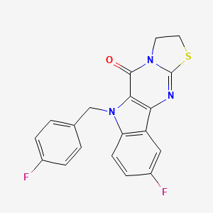 4-fluoro-8-[(4-fluorophenyl)methyl]-14-thia-8,11,16-triazatetracyclo[7.7.0.02,7.011,15]hexadeca-1(9),2(7),3,5,15-pentaen-10-one