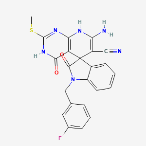 7'-Amino-1-[(3-fluorophenyl)methyl]-2'-(methylsulfanyl)-2,4'-dioxo-1,2,4',8'-tetrahydro-3'H-spiro[indole-3,5'-pyrido[2,3-D]pyrimidine]-6'-carbonitrile