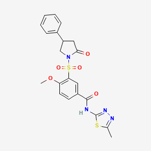 4-methoxy-N-(5-methyl-1,3,4-thiadiazol-2-yl)-3-[(2-oxo-4-phenylpyrrolidin-1-yl)sulfonyl]benzamide