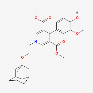 molecular formula C28H35NO7 B11497757 3,5-Dimethyl 1-[2-(adamantan-1-yloxy)ethyl]-4-(4-hydroxy-3-methoxyphenyl)-1,4-dihydropyridine-3,5-dicarboxylate 