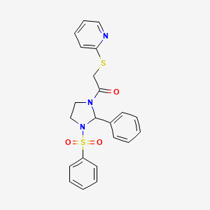 1-[2-Phenyl-3-(phenylsulfonyl)imidazolidin-1-yl]-2-(pyridin-2-ylsulfanyl)ethanone