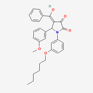 molecular formula C30H31NO5 B11497812 1-[3-(hexyloxy)phenyl]-3-hydroxy-5-(3-methoxyphenyl)-4-(phenylcarbonyl)-1,5-dihydro-2H-pyrrol-2-one 