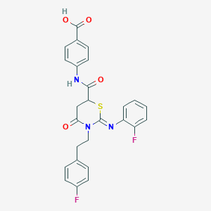 4-[({(2Z)-3-[2-(4-fluorophenyl)ethyl]-2-[(2-fluorophenyl)imino]-4-oxo-1,3-thiazinan-6-yl}carbonyl)amino]benzoic acid