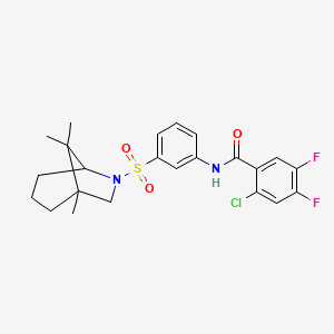 molecular formula C23H25ClF2N2O3S B11497855 2-chloro-4,5-difluoro-N-{3-[(1,8,8-trimethyl-6-azabicyclo[3.2.1]oct-6-yl)sulfonyl]phenyl}benzamide 