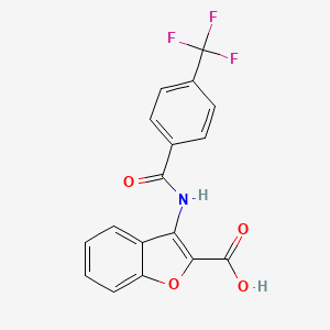 molecular formula C17H10F3NO4 B11497861 3-({[4-(Trifluoromethyl)phenyl]carbonyl}amino)-1-benzofuran-2-carboxylic acid 