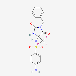 molecular formula C17H15F3N4O4S B11497863 4-amino-N-[1-benzyl-2,5-dioxo-4-(trifluoromethyl)imidazolidin-4-yl]benzenesulfonamide 