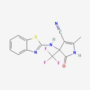 molecular formula C14H9F3N4OS B11497881 4-(1,3-benzothiazol-2-ylamino)-2-methyl-5-oxo-4-(trifluoromethyl)-4,5-dihydro-1H-pyrrole-3-carbonitrile 