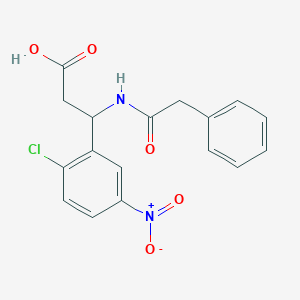 molecular formula C17H15ClN2O5 B11497883 3-(2-Chloro-5-nitrophenyl)-3-[(phenylacetyl)amino]propanoic acid 