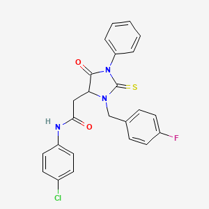 molecular formula C24H19ClFN3O2S B11497886 N-(4-chlorophenyl)-2-[3-(4-fluorobenzyl)-5-oxo-1-phenyl-2-thioxoimidazolidin-4-yl]acetamide 