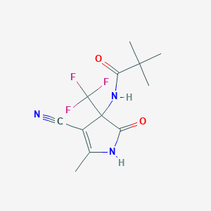 molecular formula C12H14F3N3O2 B11497921 N-[4-cyano-5-methyl-2-oxo-3-(trifluoromethyl)-2,3-dihydro-1H-pyrrol-3-yl]-2,2-dimethylpropanamide 