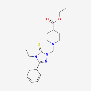 molecular formula C19H26N4O2S B11497941 ethyl 1-[(4-ethyl-3-phenyl-5-thioxo-4,5-dihydro-1H-1,2,4-triazol-1-yl)methyl]piperidine-4-carboxylate 