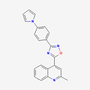 molecular formula C22H16N4O B11497951 2-methyl-4-{3-[4-(1H-pyrrol-1-yl)phenyl]-1,2,4-oxadiazol-5-yl}quinoline 