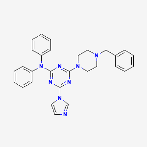 molecular formula C29H28N8 B11497976 4-(4-benzylpiperazin-1-yl)-6-(1H-imidazol-1-yl)-N,N-diphenyl-1,3,5-triazin-2-amine 