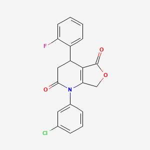 molecular formula C19H13ClFNO3 B11498002 1-(3-chlorophenyl)-4-(2-fluorophenyl)-4,7-dihydrofuro[3,4-b]pyridine-2,5(1H,3H)-dione 