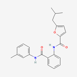 molecular formula C23H24N2O3 B11498047 N-{2-[(3-methylphenyl)carbamoyl]phenyl}-5-(2-methylpropyl)furan-2-carboxamide 