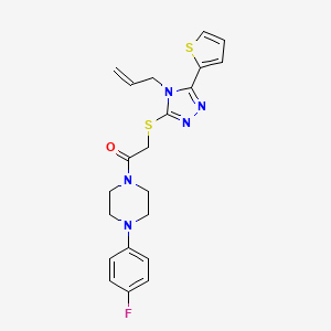 molecular formula C21H22FN5OS2 B11498049 1-[4-(4-fluorophenyl)piperazin-1-yl]-2-{[4-(prop-2-en-1-yl)-5-(thiophen-2-yl)-4H-1,2,4-triazol-3-yl]sulfanyl}ethanone 