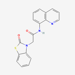 molecular formula C18H13N3O2S B11498054 1,3-Benzothiazole-3-acetamide, 2,3-dihydro-2-oxo-N-(8-quinolinyl)- 