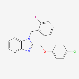 molecular formula C21H16ClFN2O B11498077 2-[(4-chlorophenoxy)methyl]-1-(2-fluorobenzyl)-1H-benzimidazole 