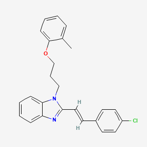 molecular formula C25H23ClN2O B11498085 2-[(E)-2-(4-chlorophenyl)ethenyl]-1-[3-(2-methylphenoxy)propyl]-1H-benzimidazole 