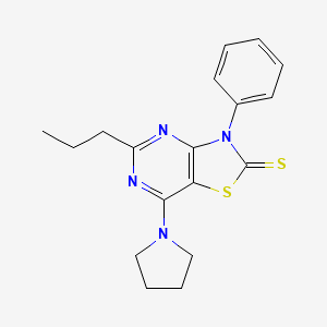 3-phenyl-5-propyl-7-(pyrrolidin-1-yl)[1,3]thiazolo[4,5-d]pyrimidine-2(3H)-thione