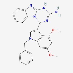 molecular formula C26H24N6O2 B11498132 4-(1-benzyl-4,6-dimethoxy-1H-indol-3-yl)-3,4-dihydro[1,3,5]triazino[1,2-a]benzimidazol-2-amine 