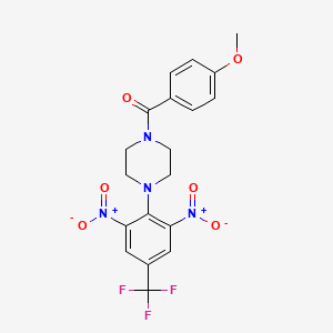 molecular formula C19H17F3N4O6 B11498150 {4-[2,6-Dinitro-4-(trifluoromethyl)phenyl]piperazin-1-yl}(4-methoxyphenyl)methanone 