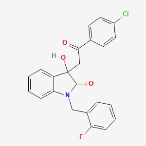 molecular formula C23H17ClFNO3 B11498183 3-[2-(4-chlorophenyl)-2-oxoethyl]-1-(2-fluorobenzyl)-3-hydroxy-1,3-dihydro-2H-indol-2-one 