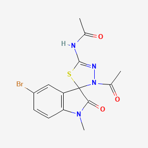 molecular formula C14H13BrN4O3S B11498190 N-(3'-acetyl-5-bromo-1-methyl-2-oxo-1,2-dihydro-3'H-spiro[indole-3,2'-[1,3,4]thiadiazol]-5'-yl)acetamide 