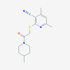 molecular formula C16H21N3OS B11498209 3-Pyridinecarbonitrile, 4,6-dimethyl-2-[[2-(4-methyl-1-piperidinyl)-2-oxoethyl]thio]- 