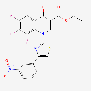 molecular formula C21H12F3N3O5S B11498238 Ethyl 6,7,8-trifluoro-1-[4-(3-nitrophenyl)-1,3-thiazol-2-yl]-4-oxo-1,4-dihydroquinoline-3-carboxylate 