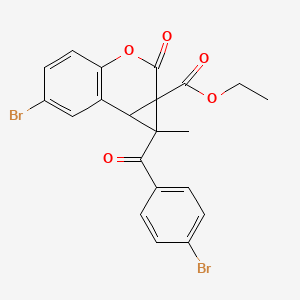 molecular formula C21H16Br2O5 B11498239 ethyl 6-bromo-1-(4-bromobenzoyl)-1-methyl-2-oxo-1,7b-dihydrocyclopropa[c]chromene-1a(2H)-carboxylate 