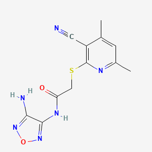 molecular formula C12H12N6O2S B11498256 N-(4-amino-1,2,5-oxadiazol-3-yl)-2-[(3-cyano-4,6-dimethylpyridin-2-yl)sulfanyl]acetamide 