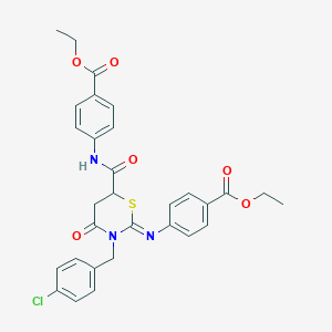 ethyl 4-{[(2Z)-3-(4-chlorobenzyl)-6-{[4-(ethoxycarbonyl)phenyl]carbamoyl}-4-oxo-1,3-thiazinan-2-ylidene]amino}benzoate