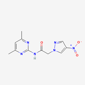 molecular formula C11H12N6O3 B11498289 N-(4,6-dimethylpyrimidin-2-yl)-2-(4-nitro-1H-pyrazol-1-yl)acetamide 